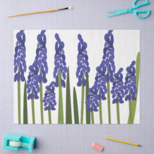 Papel De Seda Jacinto de Uva Roxo Azul Flor Floral