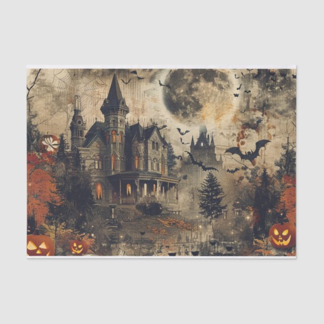 Papel De Seda Jack O Lantern Mansão de Mansão Spooky Desaparece  (Frente )