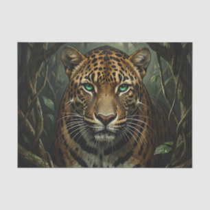 Papel De Seda Jaguar da Selva de Olhos Verdes Intenso