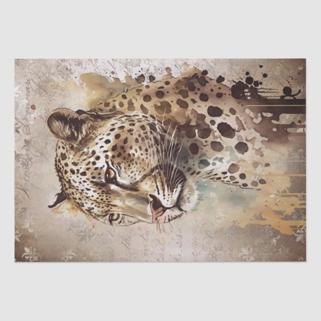 Papel De Seda Jaguar Wild Cat Watercolor (Frente )