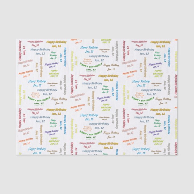 Papel De Seda Janeiro, 12 Aniversário (Frente )