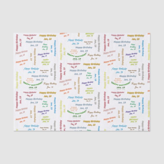 Papel De Seda Janeiro, 19 Aniversário (Frente )