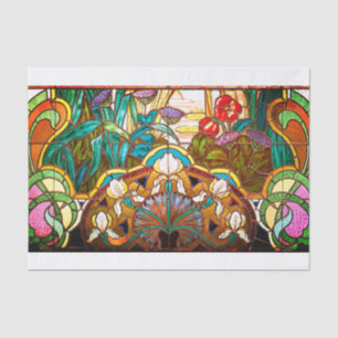 Papel De Seda Janela com visual de vitral floral art nouveau