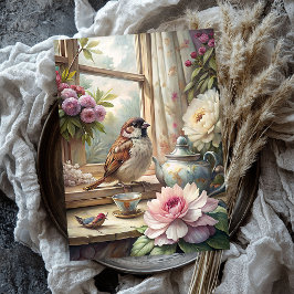 Papel De Seda Janela de verão Shabby com peônias cor-de-rosa