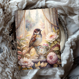 Papel De Seda Janela de verão Shabby com peônias cor-de-rosa