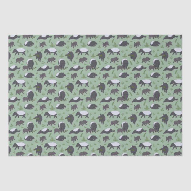 Papel De Seda Janto da família Tapir em Verde (Frente )