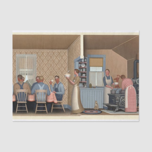 Papel De Seda Janto por Threshers de Grant Wood (Frente )