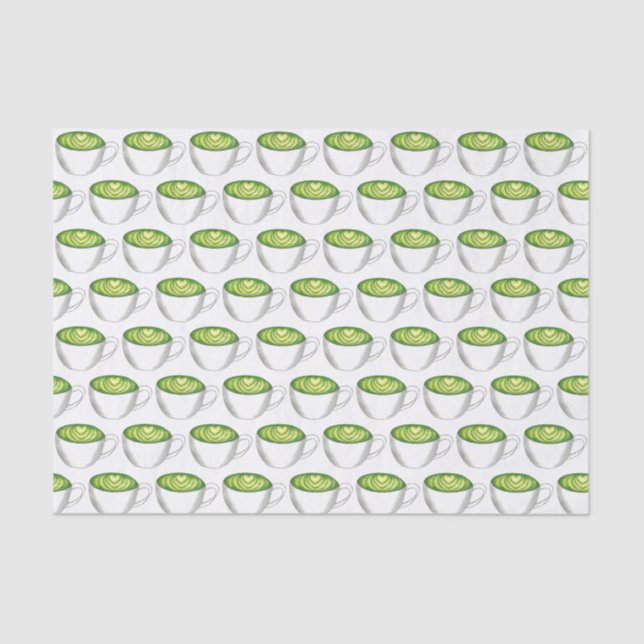 Papel De Seda Japonês Matcha Green Tea Latte Teacup Foodie (Frente )