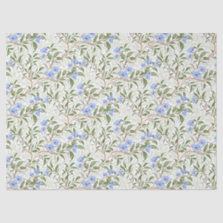 Papel De Seda Jardim Botânico Floral de Aguarela Azul