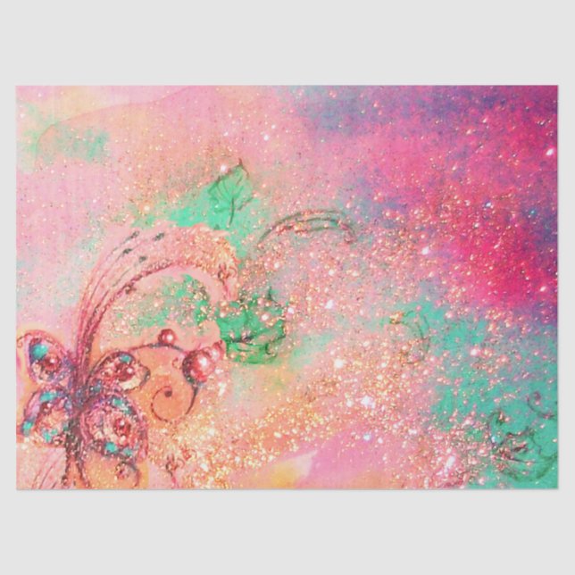 Papel De Seda JARDIM DAS SOMBRAS PERDIDAS -PLANTA BORBOLETA Rosa (Frente )