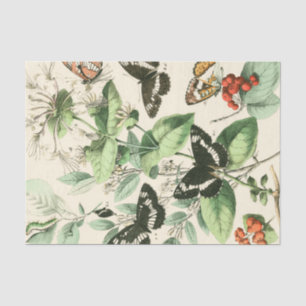Papel De Seda Jardim de Borboletas e Flores