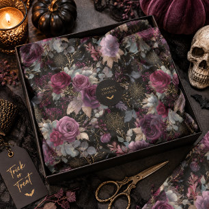 Papel De Seda Jardim de Bruxas Floral de Halloween