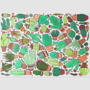 Papel De Seda Jardim de Cactos Verdes de Plantas Potentes