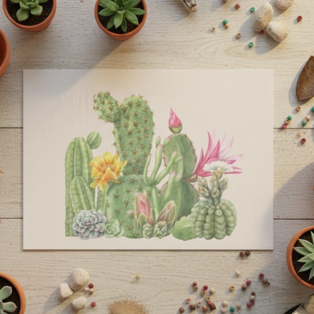 Papel De Seda Jardim de Cactus Cactáceas Sudoeste aquarela (Criador carregado)