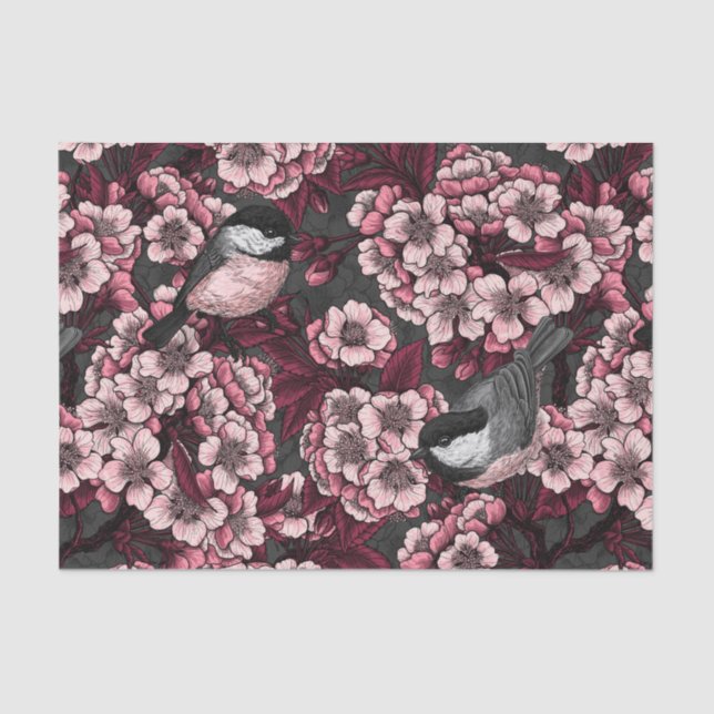 Papel De Seda Jardim de cereja noturno (Frente )