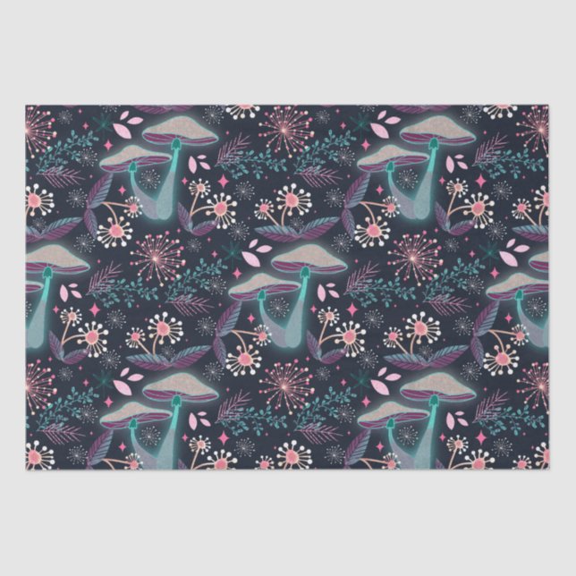 Papel De Seda Jardim de Cogumelos Noturnos (Frente )