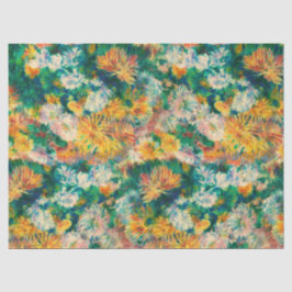 Papel De Seda Jardim de Crisântemos Colorido Vintage