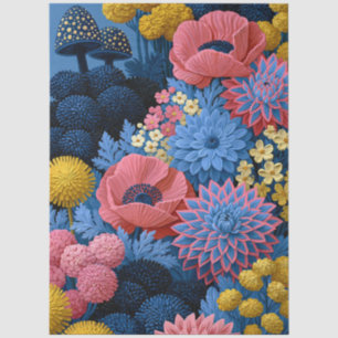 Papel De Seda Jardim de Decoupage de Cogumelo Floral Ousado