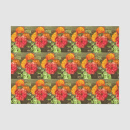 Papel De Seda Jardim De Flor Laranja E Vermelho