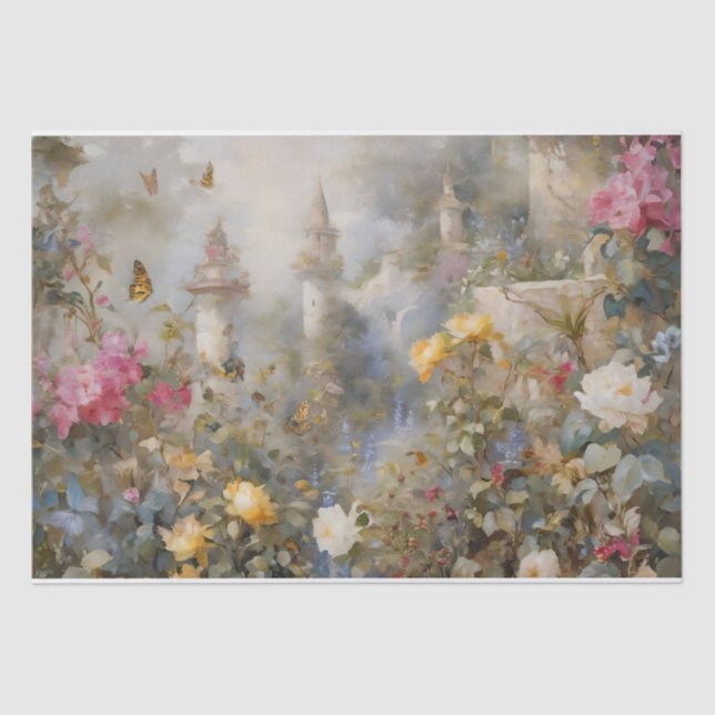 Papel De Seda Jardim de Flores Encantadas Decoupage (Frente )