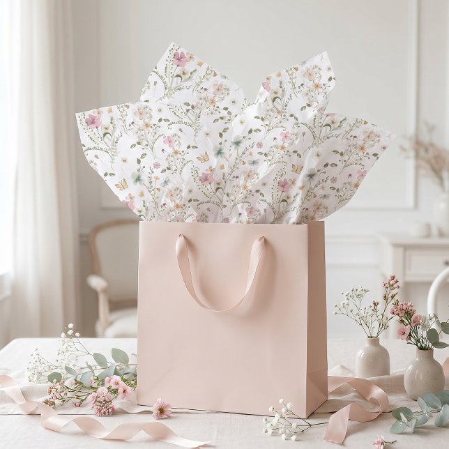 Papel De Seda Jardim de Flores Silvestres Borboleta  (Criador carregado)