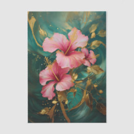 Papel De Seda Jardim de Hibisco Tropical - Colagem Floral Exótic