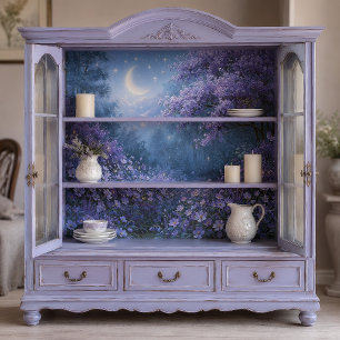 Papel De Seda Jardim de Lavanda com Lua Crescente em Decoupage