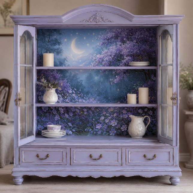 Papel De Seda Jardim de Lavanda com Lua Crescente em Decoupage (Criador carregado)