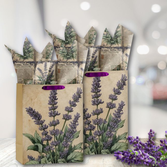 Papel De Seda Jardim de Lavandas de Vintage (Vintage Chic Lavender Tissue Paper for Gift Wrapping, Mother's Day)