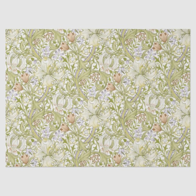 Papel De Seda Jardim de Lírio Dourado Clássico de William Morris (Frente )
