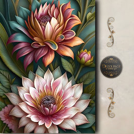 Papel De Seda Jardim de Lótus Elegante Decoupage
