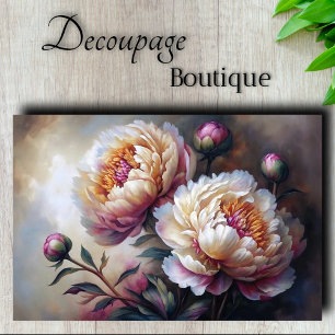 Papel De Seda Jardim de Peônia Vintage Sonho Flor Decoupage