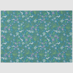 Papel De Seda Jardim de Primavera Dia das Mães Azul Roxo Branco