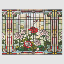 Jardim de Rosas em Vidro Pintado Falso para Artesa
