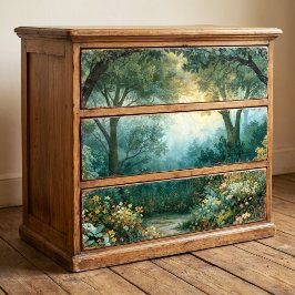 Papel De Seda Jardim Decoupage Floresta Nebulosa da Manhã Dourad