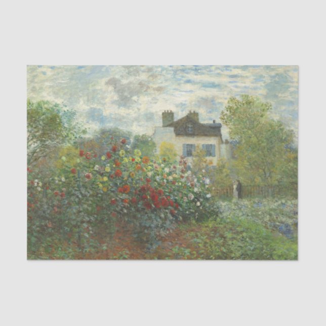Papel De Seda Jardim do Artista Monet em Argenteuil Pintura (Frente )