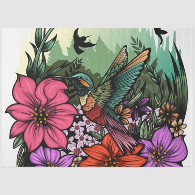 Papel De Seda Jardim do Hummingbird (Frente )