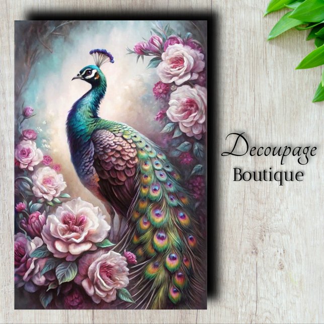 Papel De Seda Jardim do Pavão Decoupage (Peacock's Garden Decoupage Tissue Paper)