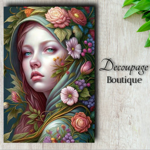 Papel De Seda Jardim do Sussurro das Molas Donzela Decoupage Ros