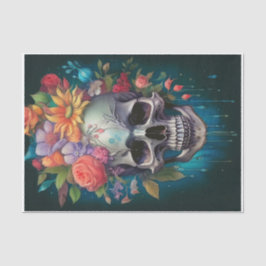 Papel De Seda Jardim dos Mortos, Caveira e Coroa Floral