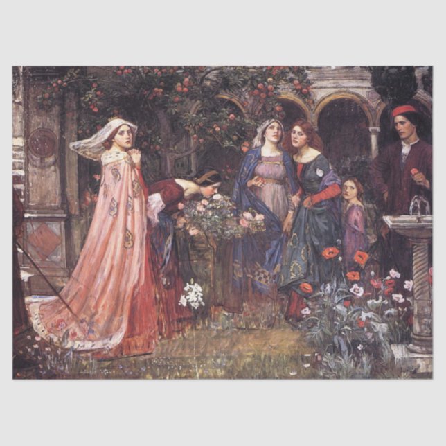 Papel De Seda Jardim Encantado por John William Waterhouse (Frente )