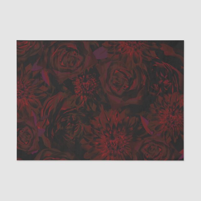 Papel De Seda Jardim Escuro Flores Vermelhas Românticas Casament (Frente )