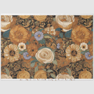 Papel De Seda Jardim Floral Boho Dourado
