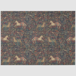 Papel De Seda Jardim Floral Unicórnio Medieval à Meia-Noite