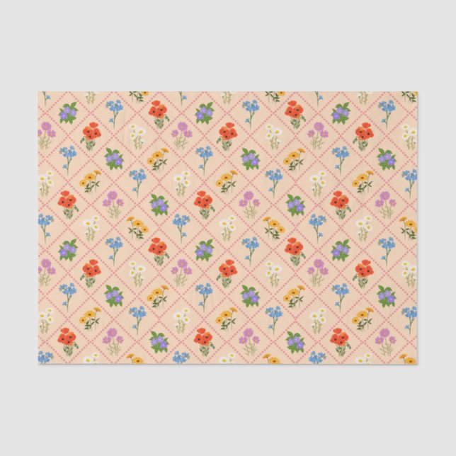 Papel De Seda Jardim Harlequim de Flores Silvestres (Frente )