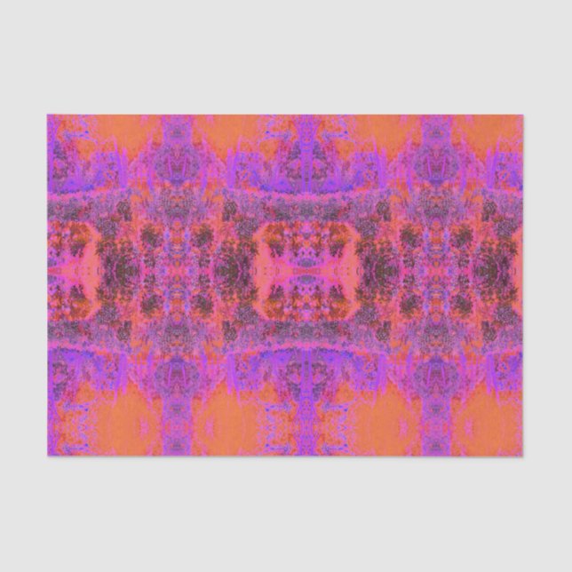 Papel De Seda Jardim Impressionista Laranja Trippy Magenta (Frente )