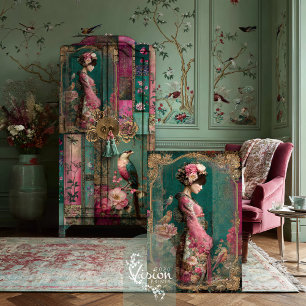 Papel De Seda Jardim Oriental, Arte de Colagem de Retrato