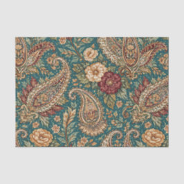 Papel De Seda Jardim Paisley Vintage Turquesa