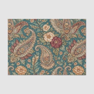 Papel De Seda Jardim Paisley Vintage Turquesa