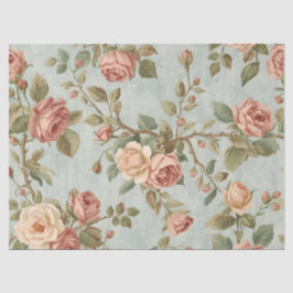 Papel De Seda Jardim Romântico de Rosas Vintage